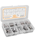 33 Piece M8x125 Stainless Steel Threaded Inserts Kit Self Tapping Design For Wood Furniture Drawer Pulls And Shipping Crates Durable Repair Sleeves For Softwoods And Crate Projects, open case
