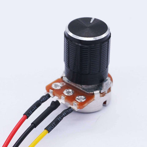 Three 1K Ohm Linear Taper Rotary Potentiometer with 3 Pin XH2.54 3P Connector and Black Knob Cover Cap