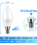 Diagram of 8 Pack E12 Ceiling Fan Light Bulbs 60W Equivalent LED Candelabra Bulbs Kickin Bright Daylight White 5000K Not Dimmable 120V