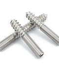 Heavy Duty Double Ended Stainless Steel Screws With Hex Socket Dual Threads Self Tapping Fasteners For Wood Furniture Assembly Quick Build Hardware Kit Of Two Hundred Pieces M10 X One Twenty, showing threaded rods.
