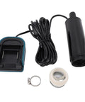 Cordless Battery Powered Submersible Sump Pump parts, including a charger, pump, hose, and sediment screen, for fast water removal.