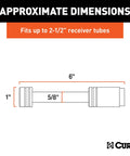 Dimensions diagram of Stainless Steel Trailer Hitch Lock With Five-Eighth Inch Pin Diameter Fits Two-Inch Or Two And A Half-Inch Receivers