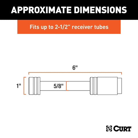Dimensions diagram of Stainless Steel Trailer Hitch Lock With Five-Eighth Inch Pin Diameter Fits Two-Inch Or Two And A Half-Inch Receivers