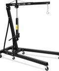 Heavy Hitter Foldable Hydraulic Engine Hoist Cherry Picker with a black finish and smooth pump action, compact 4400 lbs capacity.