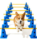 Dog Agility Backyard Course Set With 12 Cones And 6 Durable Rods, Height Adjustable Hurdles At 2 Inches, 5.5 Inches, And 9 Inches