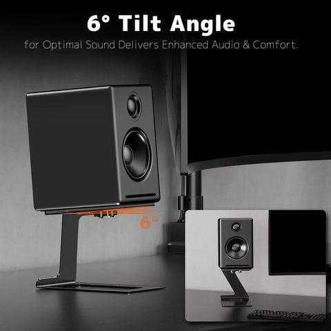 Desk Speaker Stands For Most Small And Medium Bookshelf And Computer Speakers With 6 Degree Tilt And Depth Adjustable