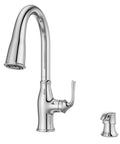 Rosslyn Kitchen Faucet with Pull Down Sprayer and Soap Dispenser, Single Handle, High Arc Spout, NSF Certified, Polished Chrome Finish