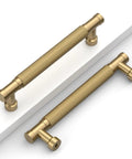 Five Inch 128mm Champagne Bronze Knurled Cabinet Handles Set Of 10 Budget Friendly Aluminum Zinc Alloy Drawer Pulls For Cabinets Kitchen Cupboard Dresser Bathroom Hardware shown installed on a surface