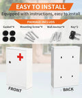 Solid As A Rock Wall Mounted Lockable Medical Cabinet Featuring Dual Tier Keyed Steel Medicine Organizer Secure Large Capacity First Aid Storage For Bathroom And School package contents including gasket, screws, wall anchors, and keys.