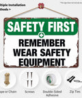 Funny Aluminum Safety Sign Wear Your Gear 8x12 Inch Wall Decor for workshop with multiple installation options.