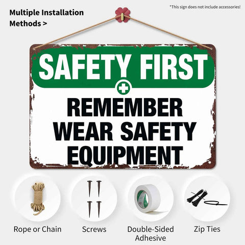 Funny Aluminum Safety Sign Wear Your Gear 8x12 Inch Wall Decor for workshop with multiple installation options.