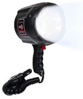 TacticPro 2000 Lumen HID Spotlight Floodlight with durable ABS build and rugged rubber grip, side view showing 12V plug and beam