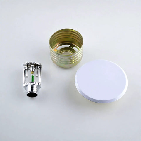 Concealed Pendent Fire Sprinkler Head With Decorative Cover Plate Dn15 Size, components include brass frame and cover plate.