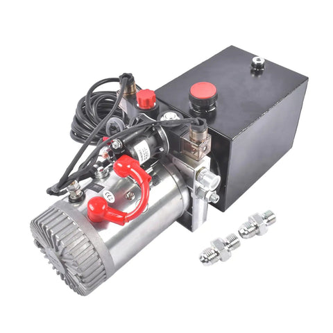 Beefed-Up 4 Quart Hydraulic Power Unit With 12V DC Motor, 1.6-3.0KW, 3200 PSI Output, Double Acting Electric Hydraulic Pump For Dump Trucks