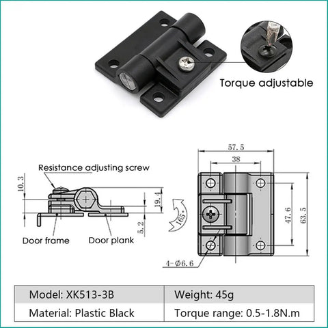 Heavy Duty Black Plastic Adjustable Friction Torque Hinge With Sleek Positioning Control And No Sweat Install For Cabinets Doors Or DIY Projects Solid Top Shelf Gear That Nails Your Setup And Keeps Things Tight Daily