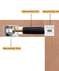 No Sweat Cam Lock Nuts And Connecting Screws With Eccentric Wheels For Furniture Assembly A Rock Solid 300 Piece Kit detailed image showing hole punching sizes on engineered wood.