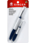 Blue And White Comfort Grip Seam Ripper Set Two Piece Sewing Tool Kit For Removing Stitches Opening Buttonholes And Fabric Repairs