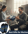 Mechanic Socks Gift Set For Men And Women, Best Car Auto Repair Mechanic Appreciation Gift in workshop setting