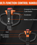 Multi-function control handle of Heavy Duty Electric Pallet Jack Truck With 3300 Lb Capacity And Lithium Ion Battery.