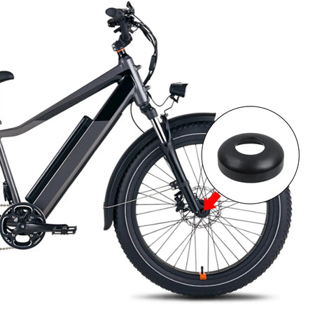 10 Pack Bike Hub Cups For Front And Rear Wheels, shown with a bicycle wheel, black aluminum, universal straight pull design