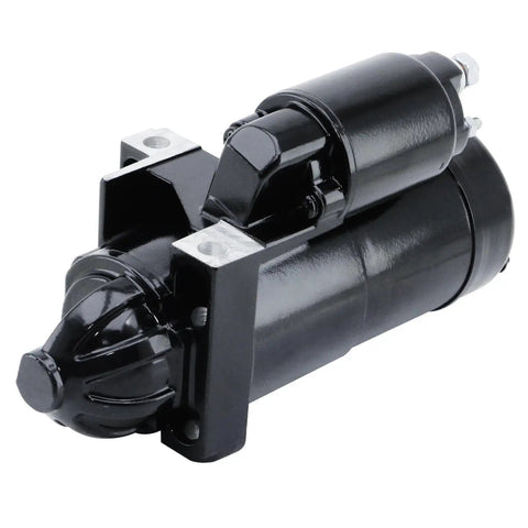 Beefed-Up Marine Starter For 4.3L To 8.9L Boat Engines, 1.7kW High Output Replacement, OE Standard Quality, black casing, front view