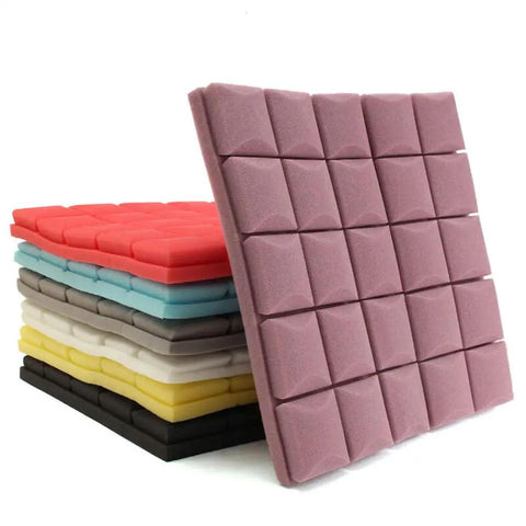 Professional Grade High Density Soundproof Foam Wall Panels For Home Studios And Lounges Killing Echoes While Cranking Audio Output To Dope Levels, featuring colorful acoustic tiles.