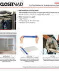 Instructions on cutting top shelves for SuiteSymphony systems using tape, saw, and measuring tools.