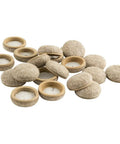 Secure Grip Formed Felt Furniture Pads Linen 1 Inch Cup Design scattered displaying texture and cup shape, 20 Pack