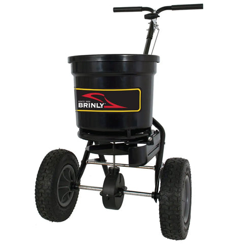 Heavy-Duty Push Spreader With Side Deflector Kit And Hopper Grate For Lawn Care, 50 Lb Capacity Handles Fertilizer, Grass Seed, Or Ice Melt