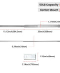 Tough As Nails Center Mount Drawer Slides 20 Inch Heavy Duty Soft Close Cabinet Tracks featuring measurements and specifications.