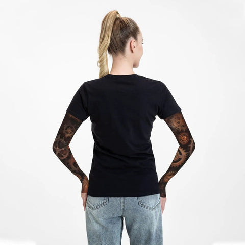 Steampunk Mechanical Gears Cooling Arm Sleeves Crafted From Sweet Ice Silk Fabric Offers Top Grade UV Defense And Super Stretch Compression To Help You Crush Outdoor Grind While Keeping Upper Arms Fresh And Totally Fly All Summer Long