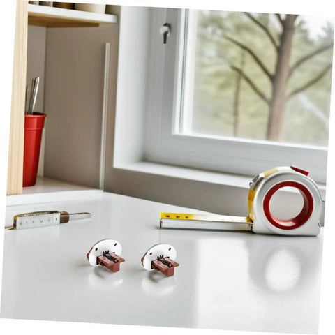 Drawer Glide Kit With Plastic Rollers For Bottom Mount Slides on white table near window, tools visible