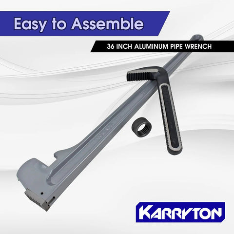 Heavy Duty 36 Inch Aluminum Pipe Wrench With Six And A Quarter Inch Jaw Opening Adjustable CrMo Jaw Straight Aluminum Handle Plumbing Tool For Tight Grips Beast Wrench For Big Pipes product display