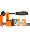 Heavy Duty 6 Inch Steel Bar Clamp for Woodworking and DIY Projects, Orange, Sure Grip Construction, Reaches Up To 3 Inches From Edge To Screw Center, Maximum Opening 6 Inches, Built For Hard Use By Hobbyists And Pros on package
