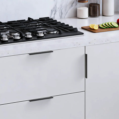 Matte Black Cabinet Pulls 5 Inch Finger Edge 128mm Center to Center 30 Pack for Kitchen Cabinets and Dresser Drawers