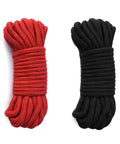 Soft Cotton Rope Cord Set 2 Pack 33 Feet Each 8mm Thick Twisted Rope For Craft D I Y Home Decor Black And Red Great For Gift Wrapping Furniture Decor Macrame And Creative Projects, showing two coils, one black and one red.