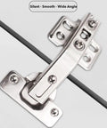 Close-up of a Four Pack 135 Degree Lazy Susan Cabinet Hinge with adjustable silent operation installed on a kitchen cabinet, nickel plated.