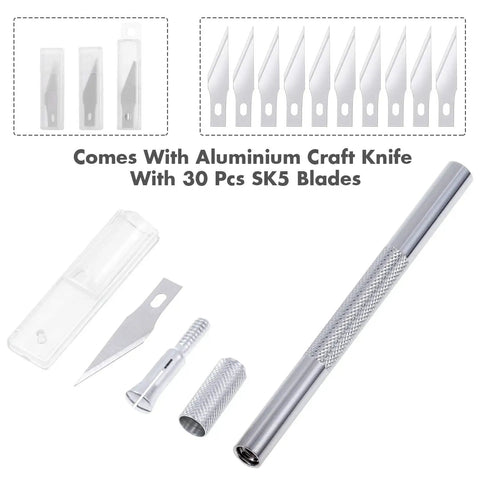 Go To Craft Knife Kit With Self Healing Cutting Mat And 30 SK-5 Blades For Sharp Precision In Art, Crafting, Scrapbooking