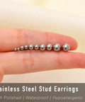 Silver 316L Stainless Steel Ball Stud Earrings Set 2mm To 6mm Range With 15 To 30 Pairs Dope Everyday Jewelry Hypoallergenic For Sensitive Skin Great Gift For Any Style, silver ball studs on fingers