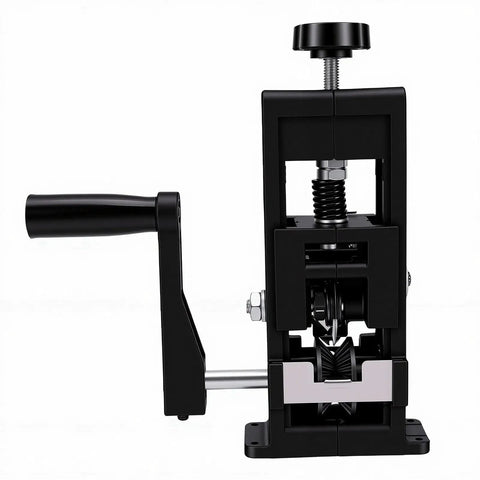 Heavy Duty Hand Crank Wire Stripper Machine For Electric Drill With Hardened Blades, side view showcasing durable construction and manual handle.