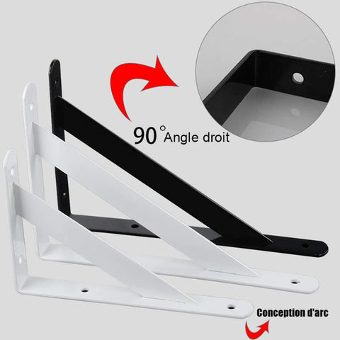Built Like A Tank Heavy Duty Floating Shelf Brackets 2 Pack Wall Mount L Brackets Cold Rolled Steel in black and white color.