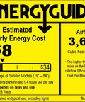 EnergyGuide label for 38 Inch Flush Mount Ceiling Fan With Light Remote And App Control Dimmable LED Light Quiet DC Motor