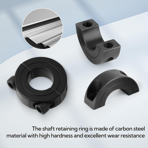 Six Piece One Inch Split Collar Clamp Set For Shafts With Clamp On Design Includes Screws And Wrench Heavy Duty Carbon Steel Rust Resistant Easy Install Shaft Fixing Ring Kit