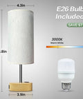 Bedside Lamp With USB A And C Ports And AC Outlet, 3 Way Dimmable Touch Lamp, Linen Fabric Shade, E26 Bulb Included