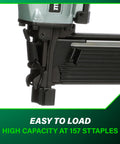 Close-up of 7/16 Inch Standard Crown Stapler for Roofing and Subfloor Installations showing easy load mechanism, high capacity