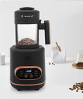 Absolute Game Changer Electric Coffee Bean Roaster With Smart Temperature Control And Three Fan Speeds 1500W Home Brewing Setup with beans displayed.