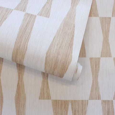 Beige Textured Faux Grasscloth Geo Removable Peel And Stick Wallpaper Self Adhesive No Glue Needed For Easy Do It Yourself Wall Decor 20.5 Inch By 16.5 Foot Roll Made In USA Jute Look