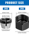 Router Collet Nut And Cone Sleeve Kit For Models R2400, R2401, R86044, R860443 2 Pack Replacement with size measurements