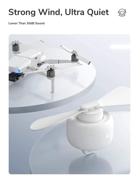 Portable Camping Fan With 8000mAh Battery, Rechargeable Tent Fan With Remote, detachable blades on white table.