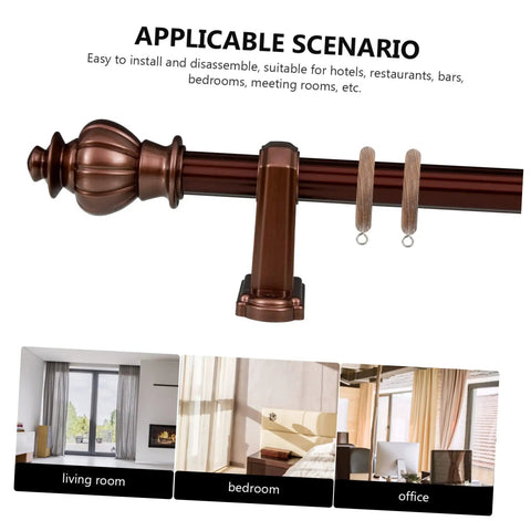 Two Pack Wooden Curtain Rings With Smooth Glide For Curtains, Walnut Finish, displayed on rod in home and office settings